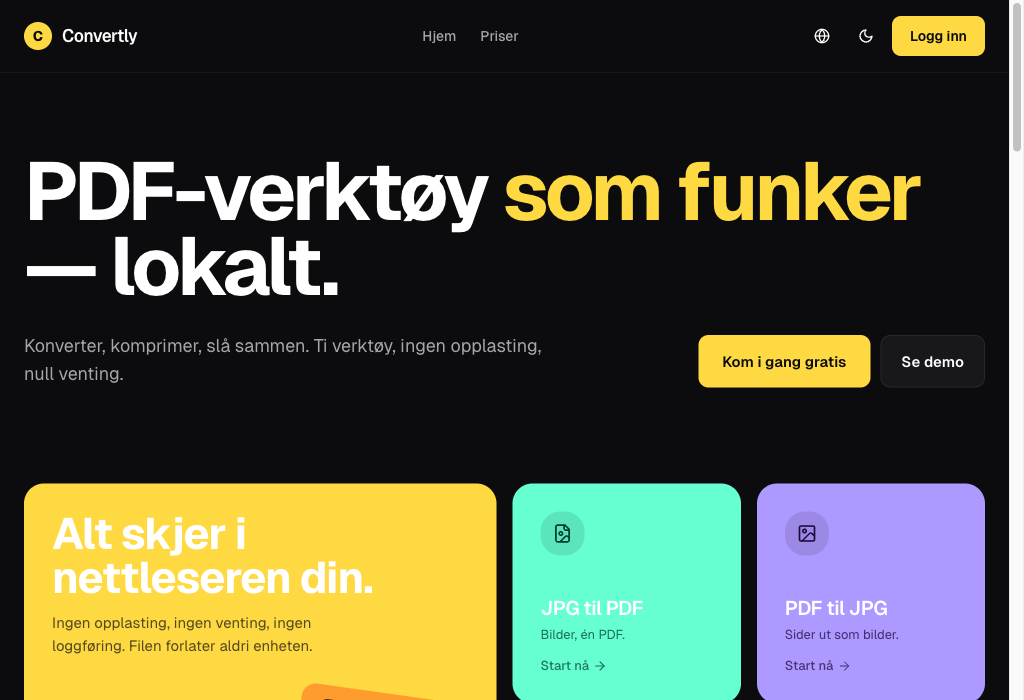 Convertly skjermbilde
